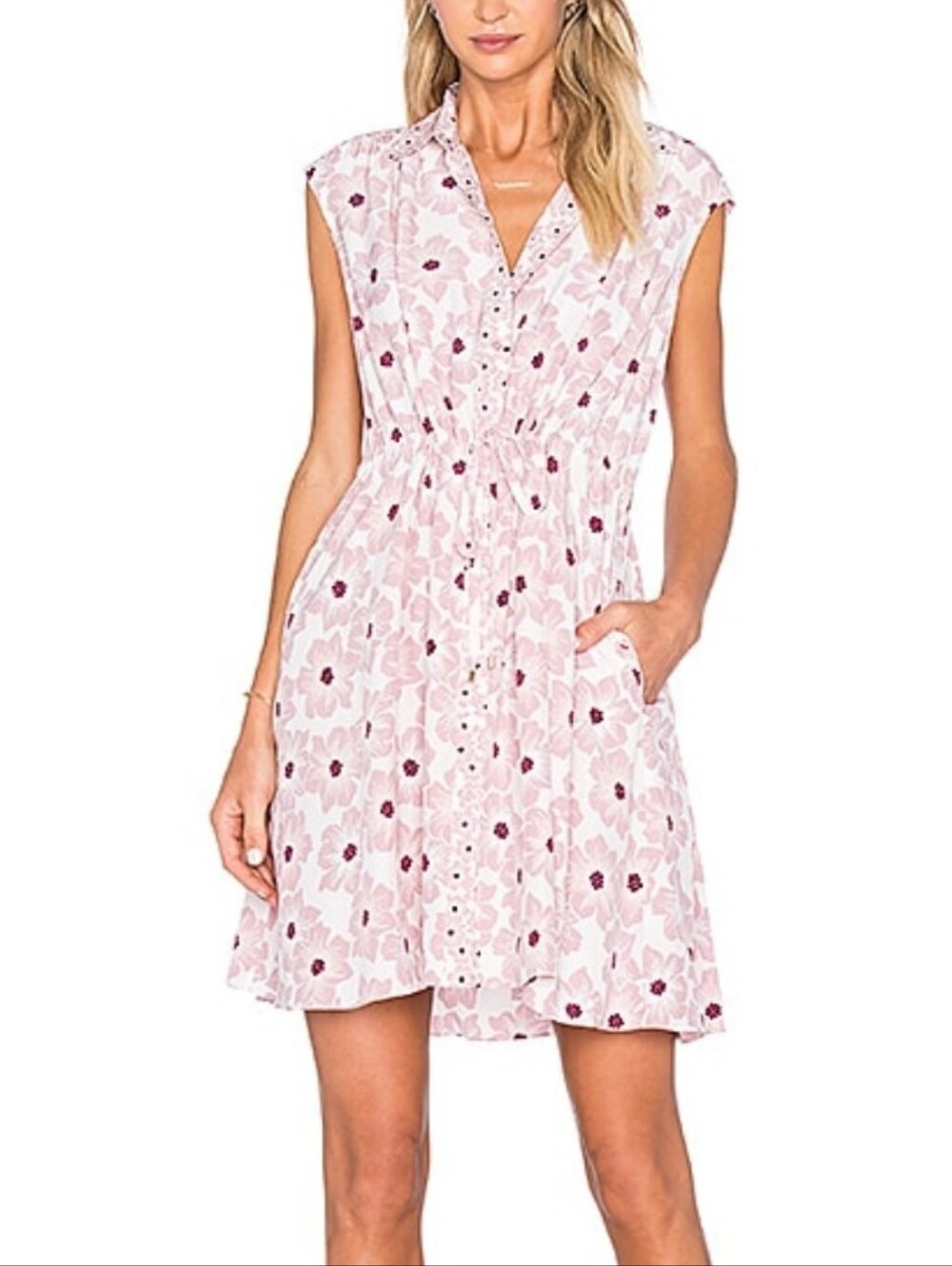 Kate Spade New York Hollyhock Shirt Dress In Rose Quartz Pink Floral Silk Blend